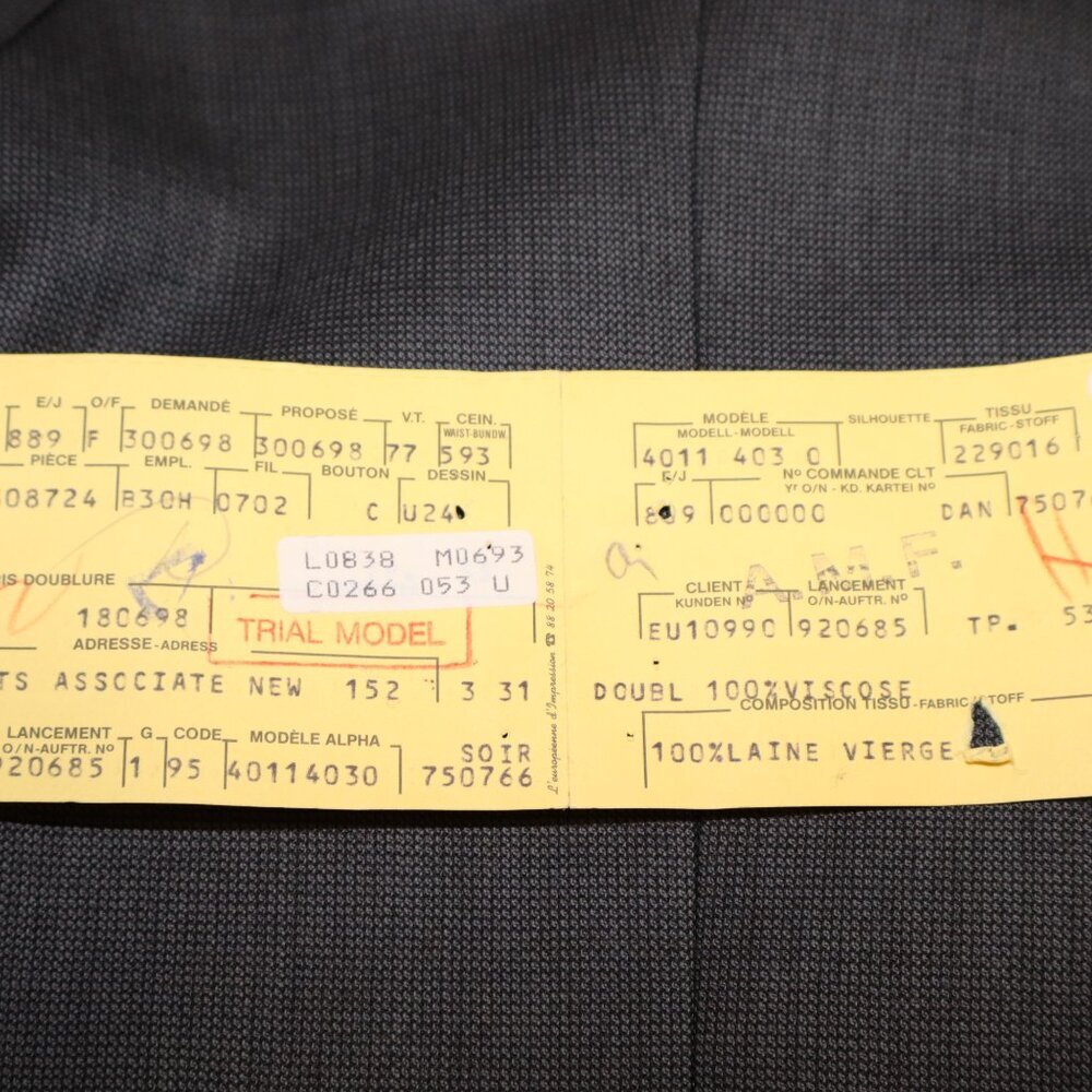 The Custom Shop Mens Wool Dark Gray Suit Jacket and Pants Size 53L Long w/flaw - Picture 13 of 15